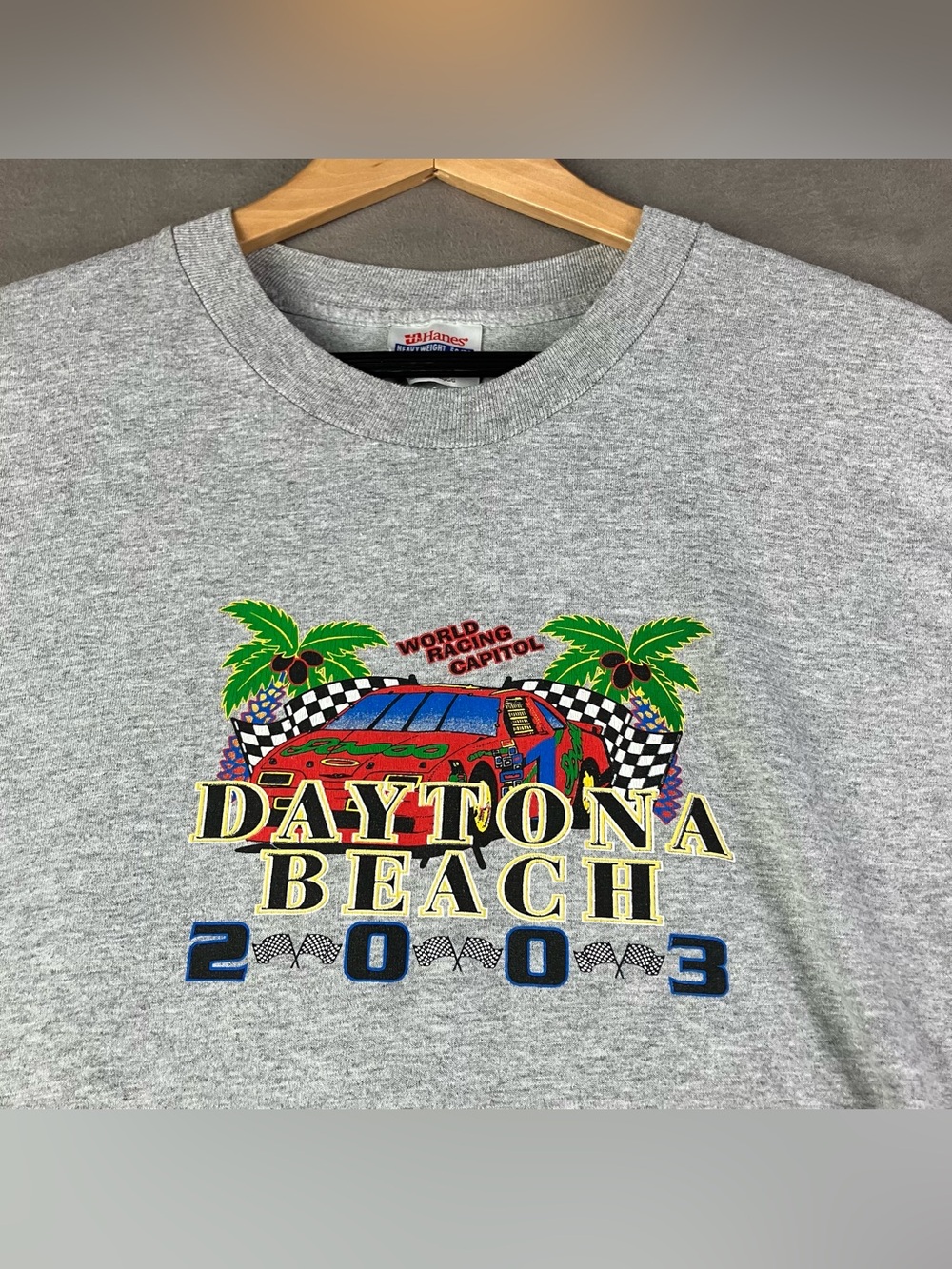 Vintage 2003 Daytona Beach FL Men’s Shirt Size L Gray World Racing Capitol. In g